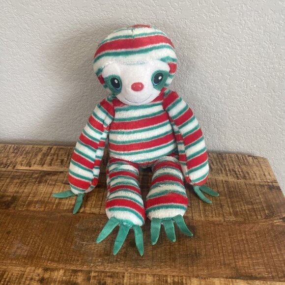 BUILD-A-BEAR 18" Peppermint Twist Striped Sloth Soft Plush Toy Christmas Festive - Picture 2 of 10